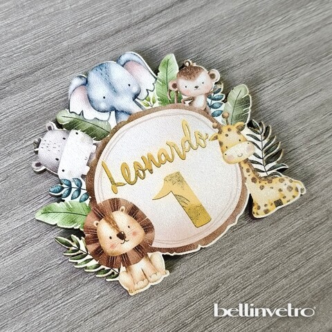 Calamita/portachiave/oggetto in legno per bomboniera con personaggi della savana BELLINVETRO VR-UV 1396