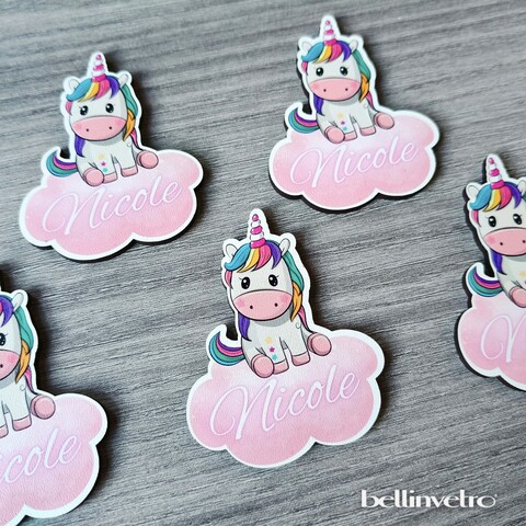 Calamita/portachiave/oggetto in legno per bomboniera con Unicorno e Nuvola BELLINVETRO VR-UV 684