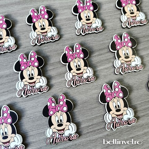 Calamita/portachiave/oggetto in legno per bomboniera con minnie BELLINVETRO VR-UV 1335