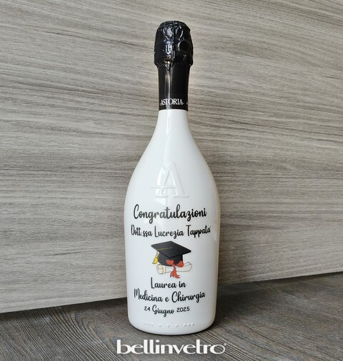 Bottiglia prosecco bianca laurea con stampa bot 146 ASTORIA COLD WINE 9.5