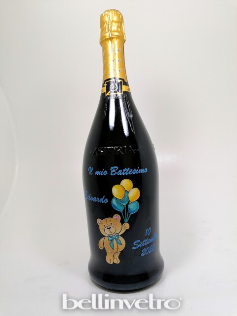 Bottiglia incisa e dipinta a mano Il mio Battesimo con nome e data personalizzabile ASTORIA IT'S LOUNGE TIME BT 05