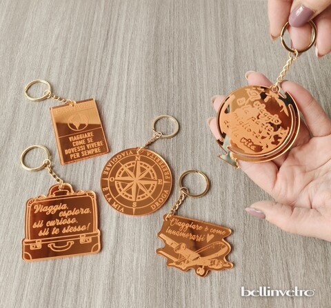 Portachiavi | calamite passaporto in plexiglass specchiato BELLINVETRO VR 1316