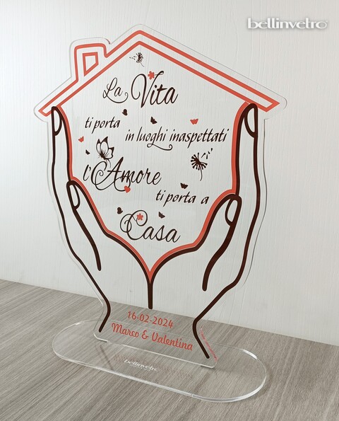 Targa in plexiglass sagoma casa | con nomi, data o dedica BELLINVETRO VR-UV 1184