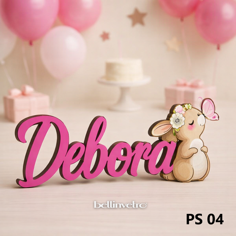 Nomi personalizzati in legno laccato con personaggio su una riga BELLINVETRO VR-UV 1451