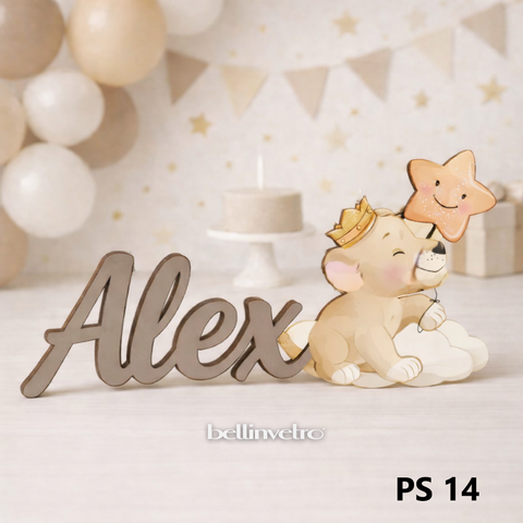 Nomi personalizzati in legno laccato con personaggio su una riga BELLINVETRO VR-UV 1451