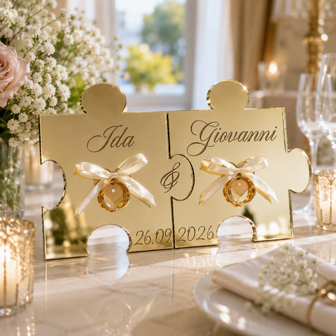 Portafedi Puzzle  in plexiglass specchiato personalizzato con incisione BELLINVETRO VR 1367
