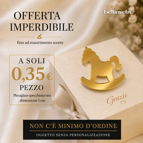 Cavalluccio in plexiglass oro specchiato oggetto semplice BELLINVETRO VR 155
