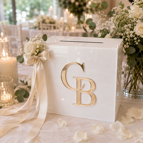 Portabuste matrimonio - scatola per regalo di nozze personalizzato in plexiglass bianco BELLINVETRO VR 1525