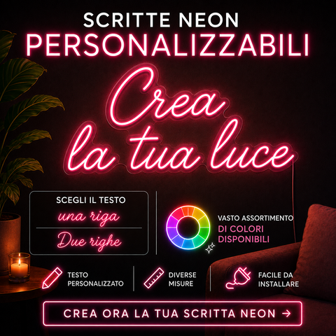 Scritta neon su 2 righe | LED INCASSATO | PERSONALIZZABILE | monocolore da parete BELLINVETRO