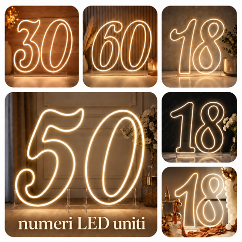 Numeri neon led doppi uniti personalizzabili - monocolore o RGB da parete | d'appoggio BELLINVETRO VR 831