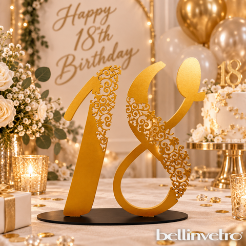 18 in legno traforato e laccato particolare  compleanno BELLINVETRO VR 32