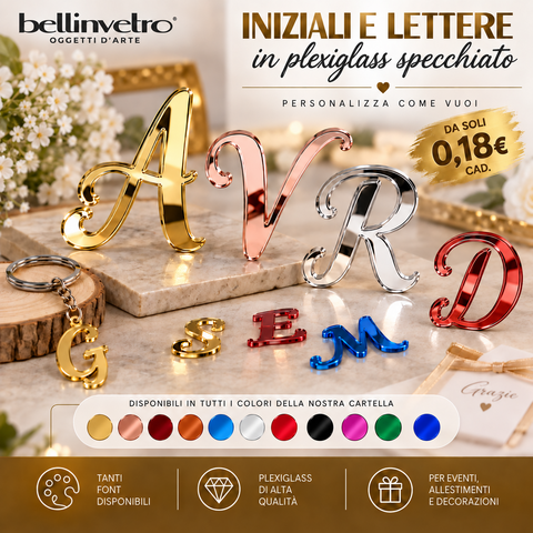 Iniziali | lettere in plexiglass specchiato | eventi BELLINVETRO VR 21