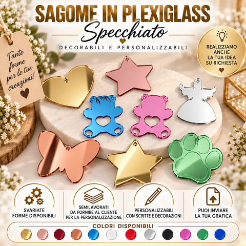 Sagome decorabili in plexiglass specchiato per il fai da te BELLINVETRO VR 1123