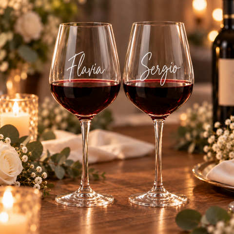 CALICI DA VINO incisi personalizzati BELLINVETRO CON NOME