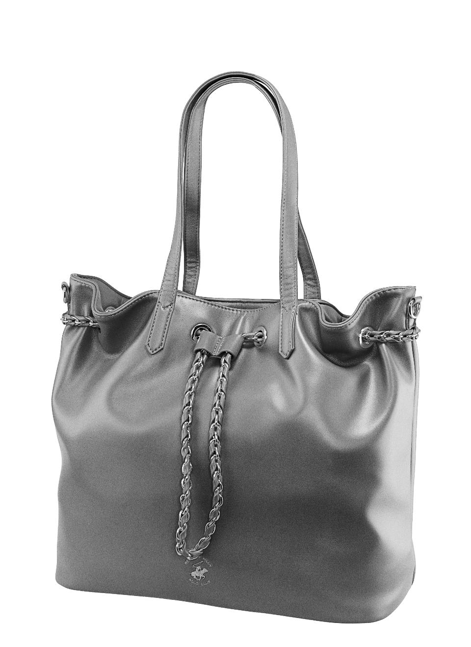 BORSA SHOPPER GRIGIO METALLIZATO Linea AUDREY BH-3020 BEVERLY HILLS POLO CLUB