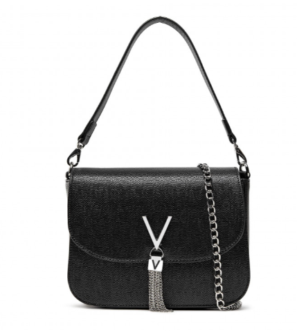 Borsa a Tracolla a grana metallizzata nero Linea Divina VBS1R404G VALENTINO