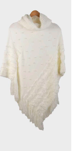 Poncho donna con applicazioni perle bianco 3512314 KBAS