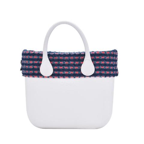 Bordo Mini denim  traforato Corallo O Bag Bordo O bag mini in tessuto denim traforato