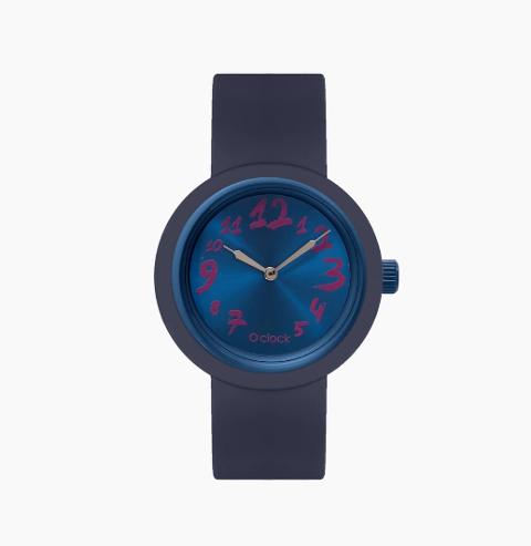 Orologio Meccanismo brushed numbers aqua + cinturino  O Bag linea O clock Dimensione 32mm diametro