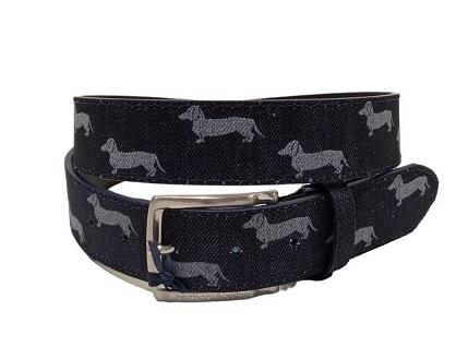 Cintura in tessuto/pelle con bassotto all-over Linea  3.5 CM Harmont & Blaine BELT DENIM