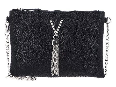 Borsa Pochette in grana  metalizzata con catena  nera VALENTINO LINEA  DIVINA