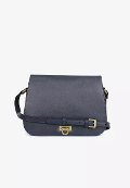 BORSA A SPALLA BLU  IN PELLE DI VACCHETTA HEXAGONA LINEA  REPUBBLIQUE
