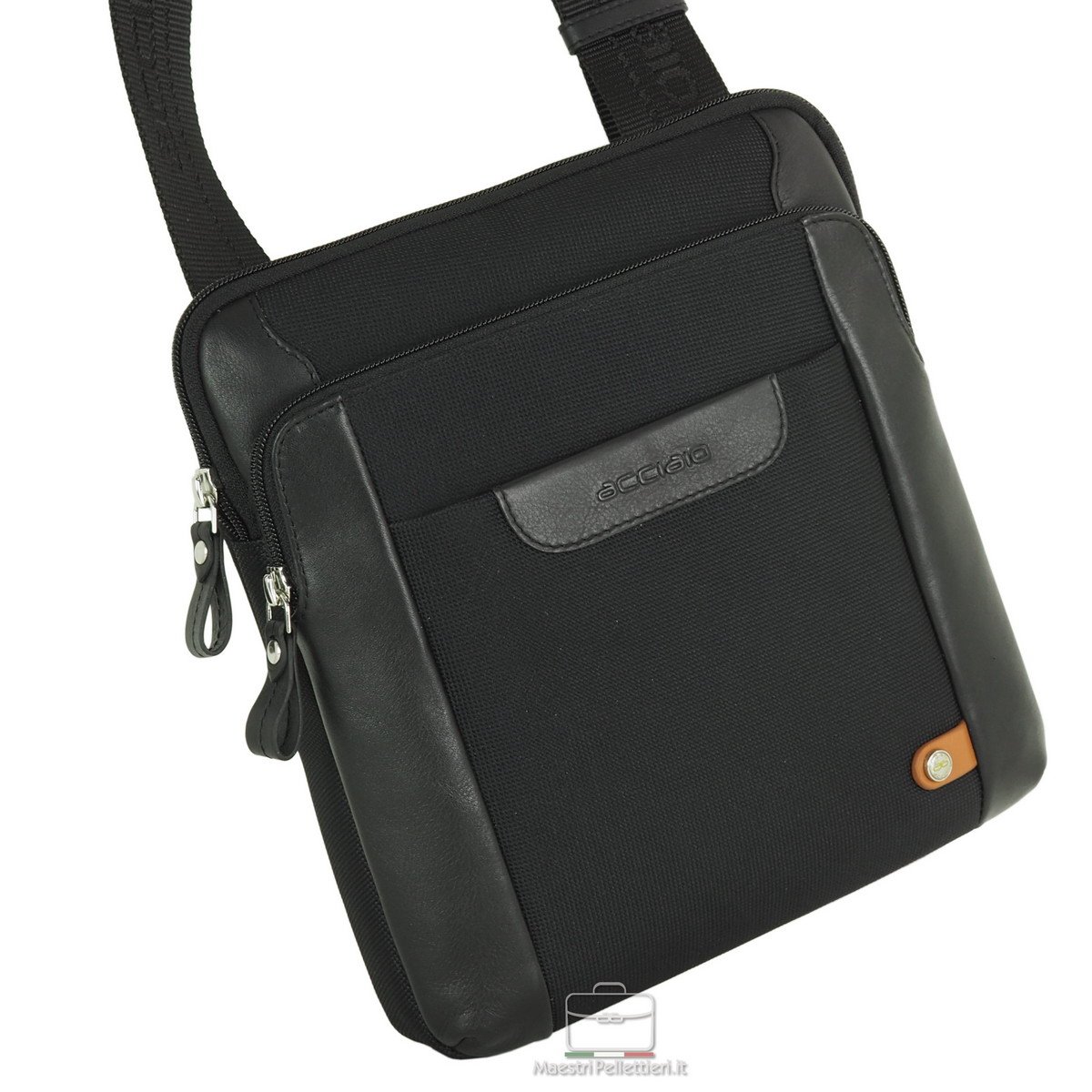 BORSELLO TESSUTO PELLE Linea Acciaio 8903 MAESTRI PELLETTIERI Smash