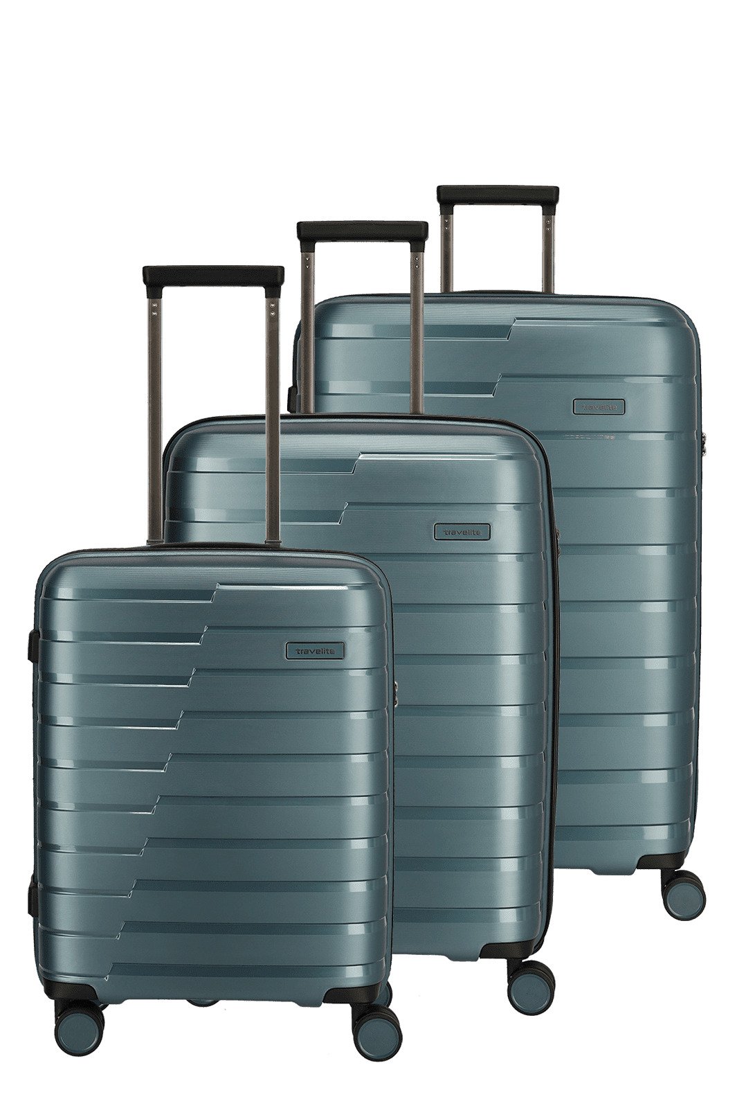 Set 3 trolley grande - medio - cabina blu ghiaccio Espandibile TRAVELITE Linea AIR BASE