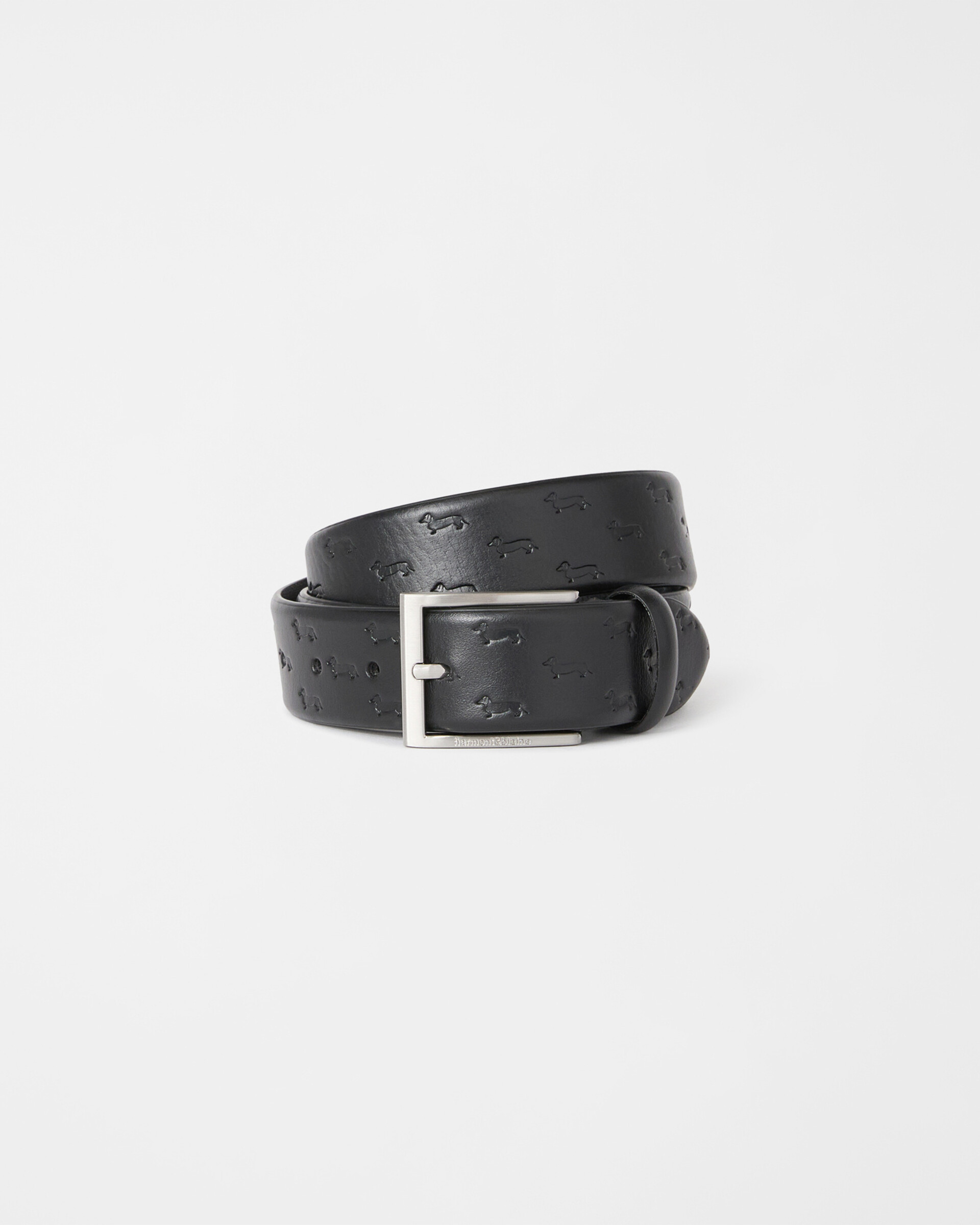 Cintura in pelle Nera con bassotto all-over cm 3.5 accorciabile Harmont & Blaine Linea  Belts
