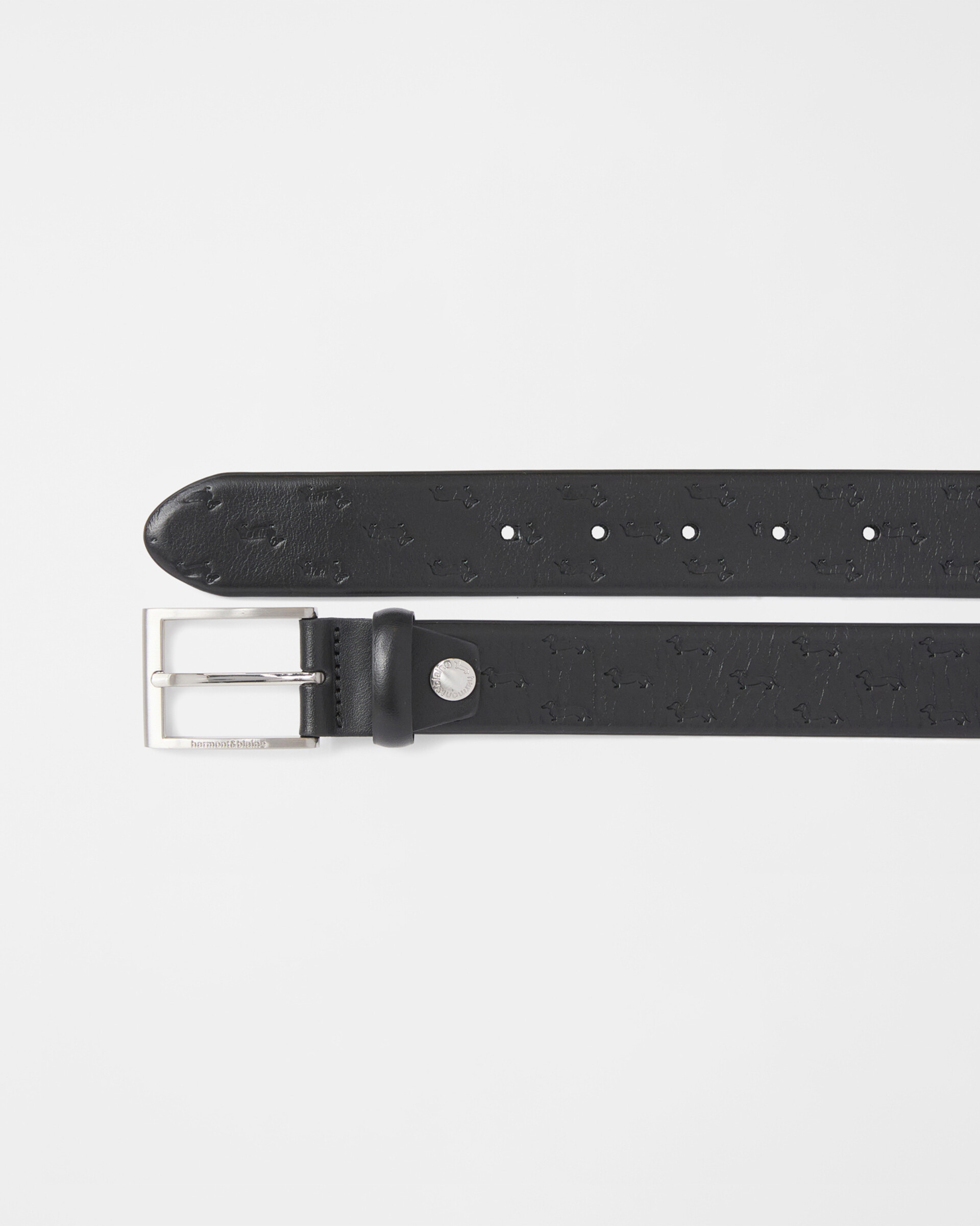 Cintura in pelle Nera con bassotto all-over cm 3.5 accorciabile Harmont & Blaine Linea  Belts