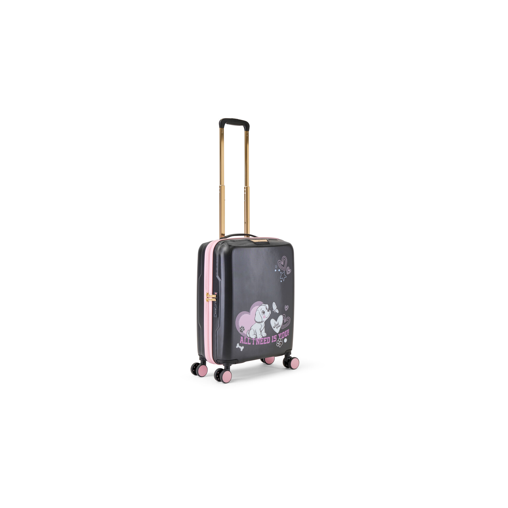 Trolley 4 ruote  55 cm  Nero BRACCIALINI LINEA PUPPIES