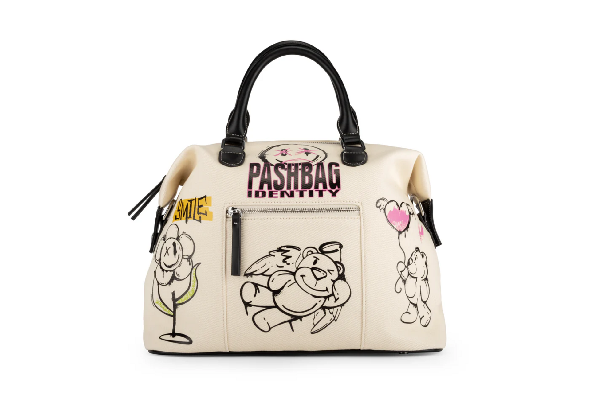 BORSA A MANO  MINI CON TRACOLLA PASHBAG BIANCA PASHBAG MINI POPPY