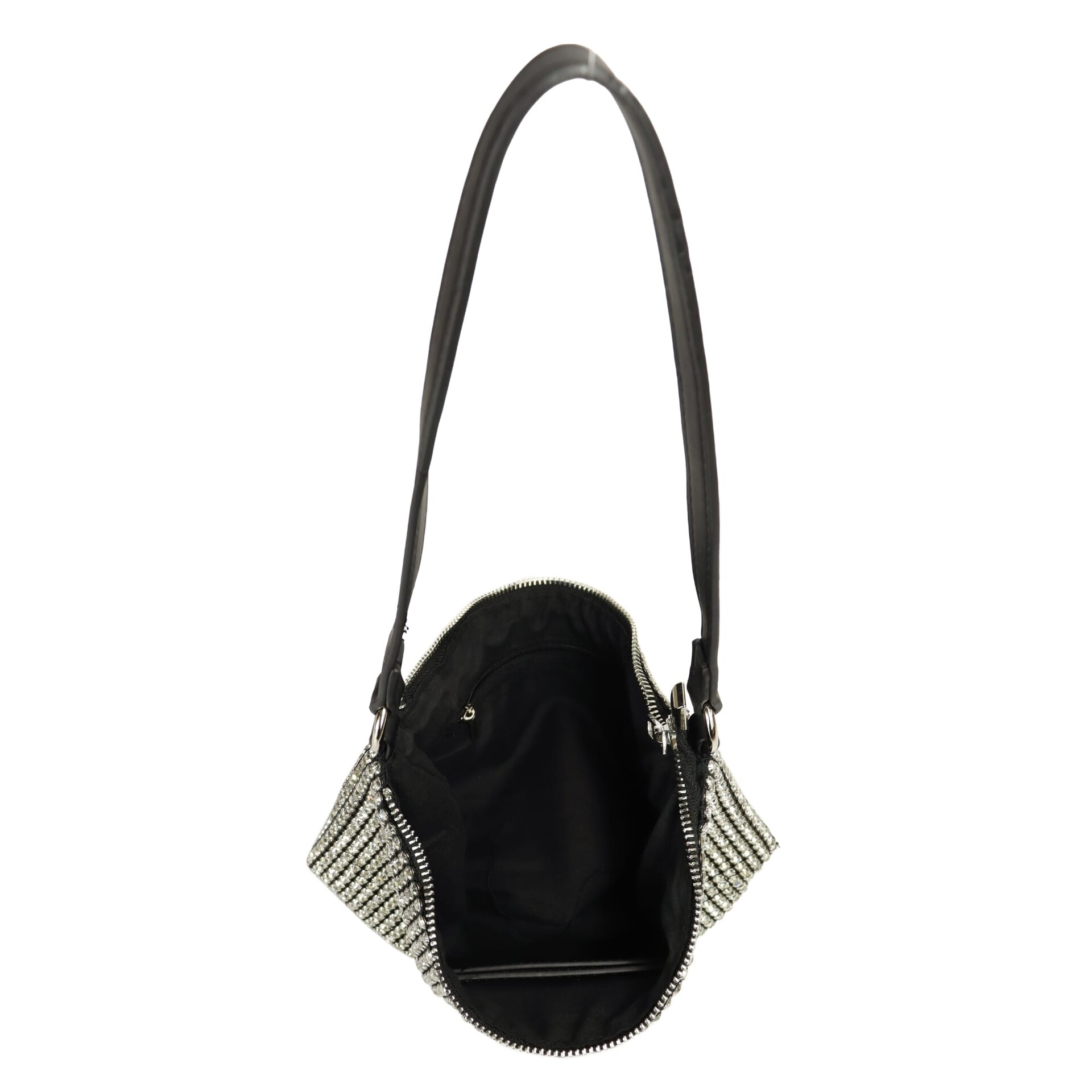 BORSA  A TRACOLLA  STRASS NERA DUDLIN