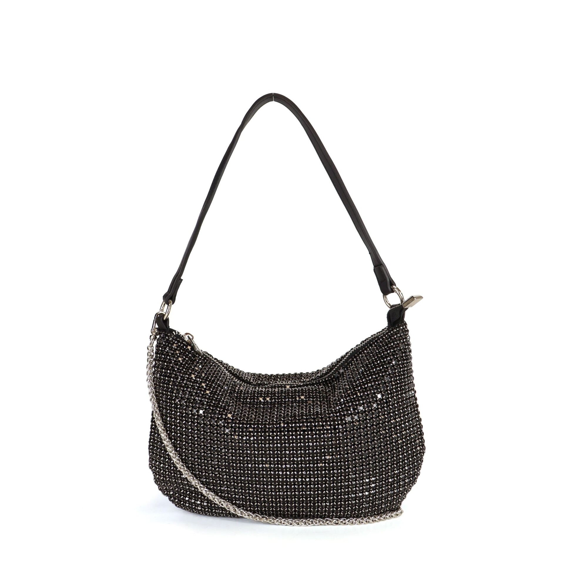 BORSA  A TRACOLLA  STRASS NERA DUDLIN