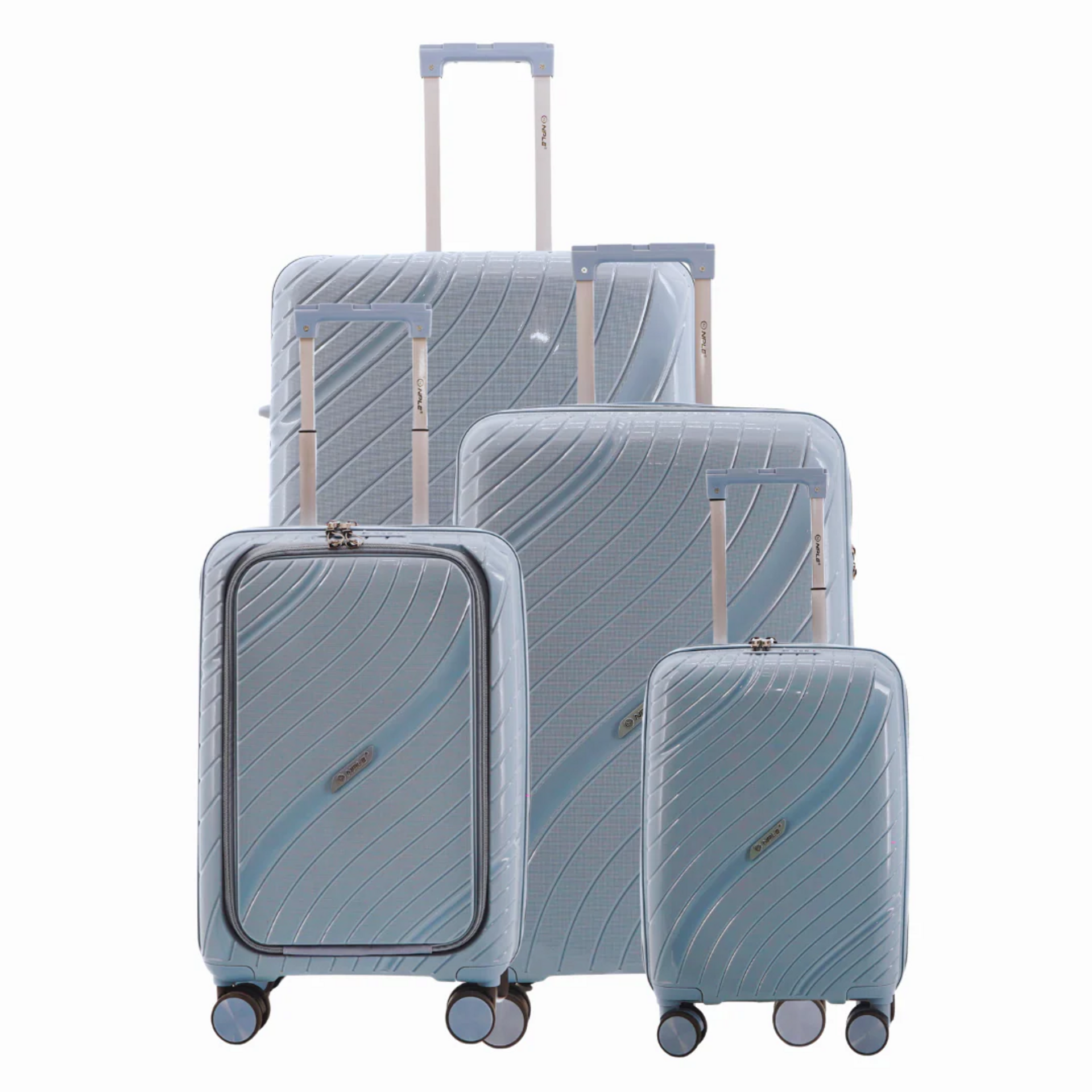 Set 4 trolley grande - medio - cabina-cabina p/c  Azzurro NPLE Linea travel guard pro