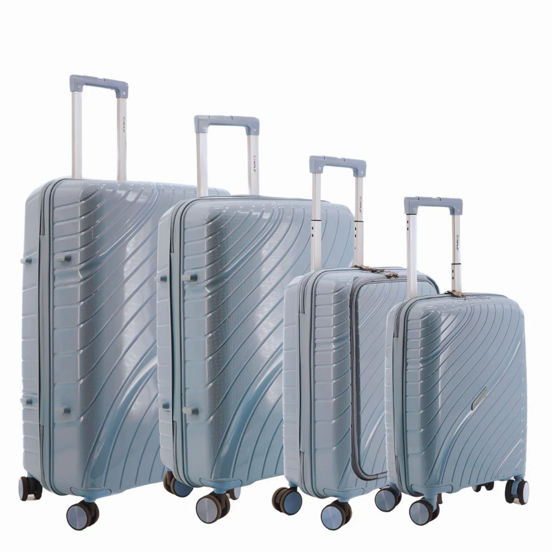 Set 4 trolley grande - medio - cabina-cabina p/c  Azzurro NPLE Linea travel guard pro