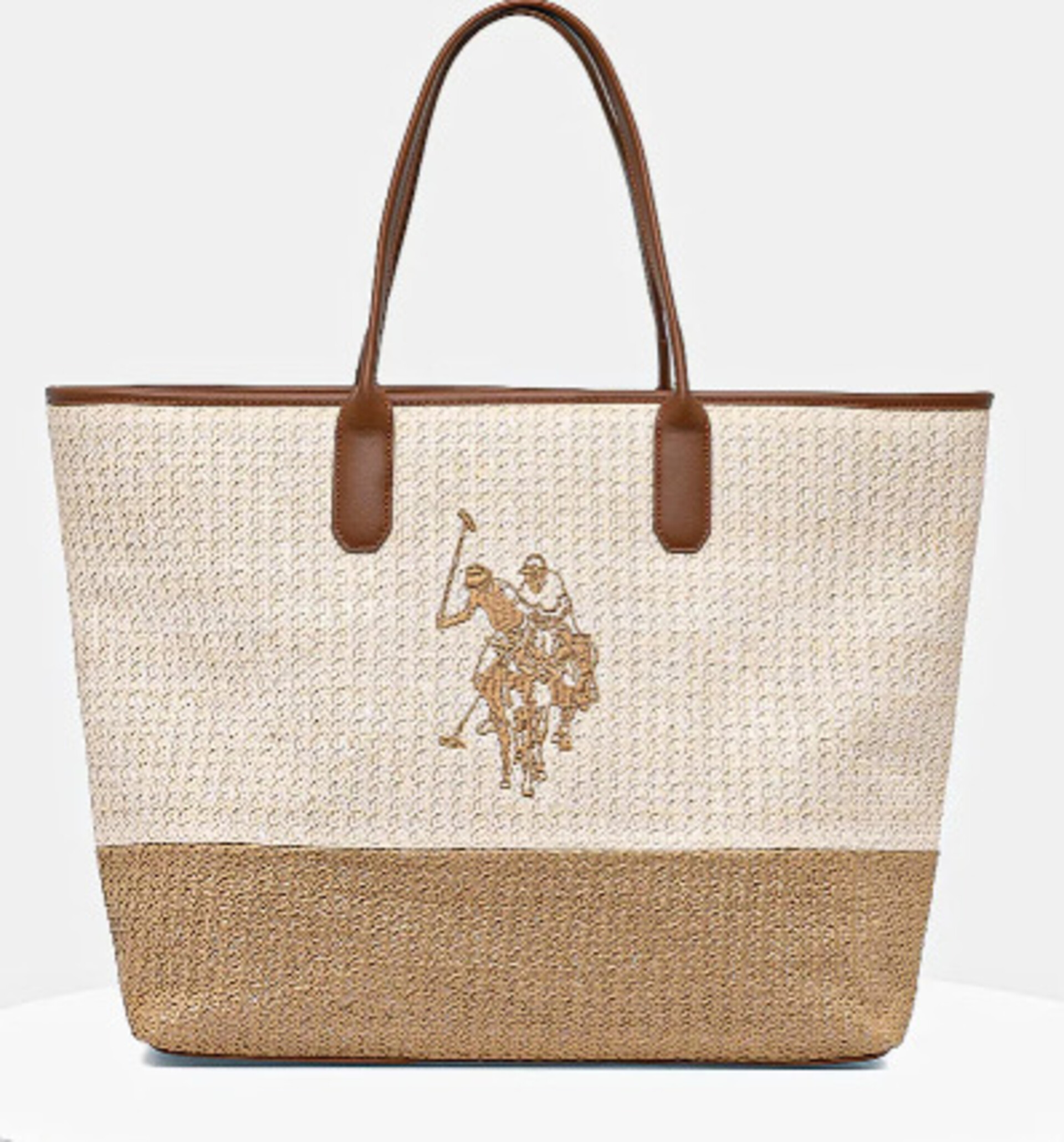 BORSA SHOPPER  INTRECCIATA RAFIA BEU2P8695WP U.S. POLO ASSN. LINEA POOL PARTY