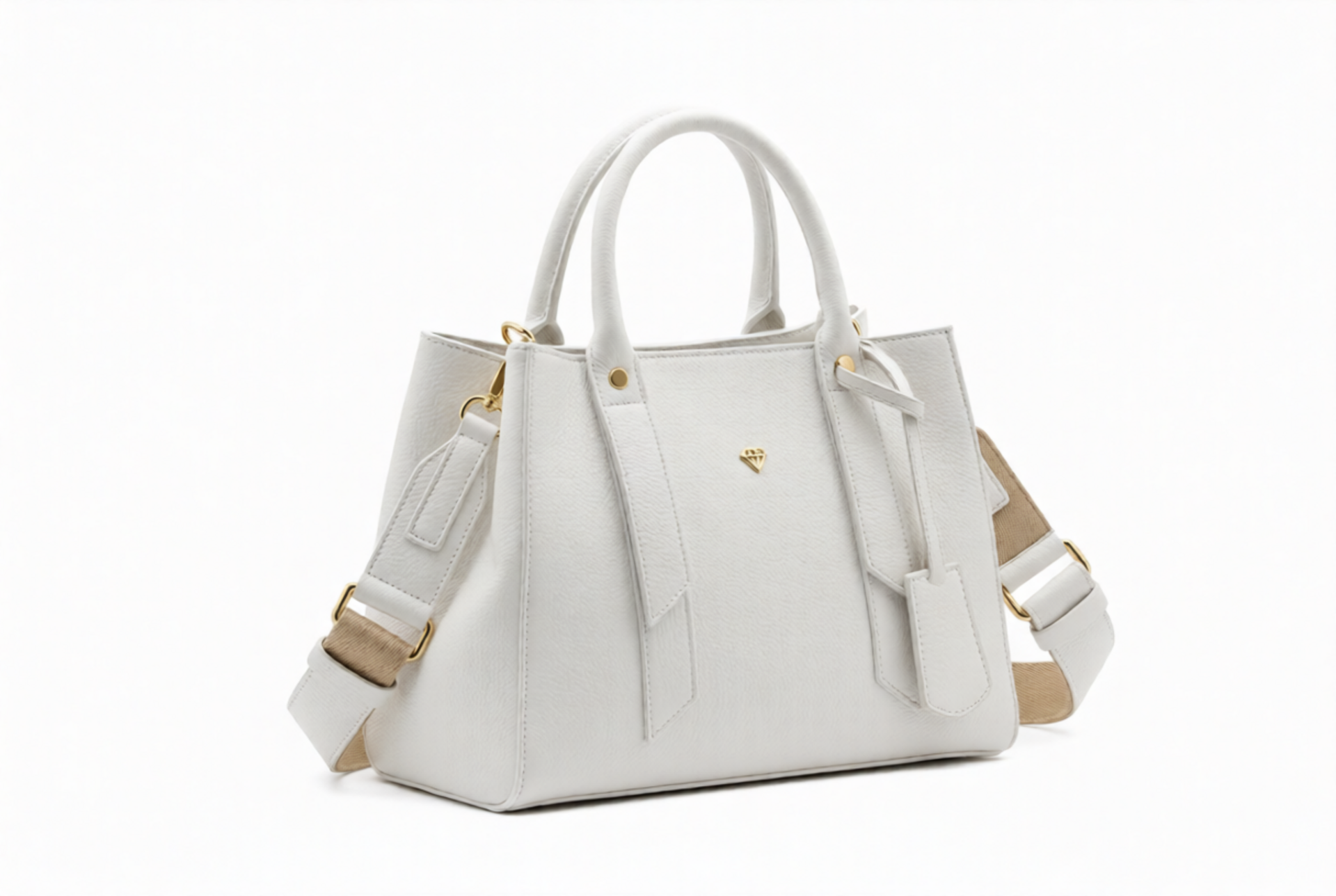 BORSA A MANO IN PELLE CON TRACOLLA  BIANCA Caleidos linea pelle
