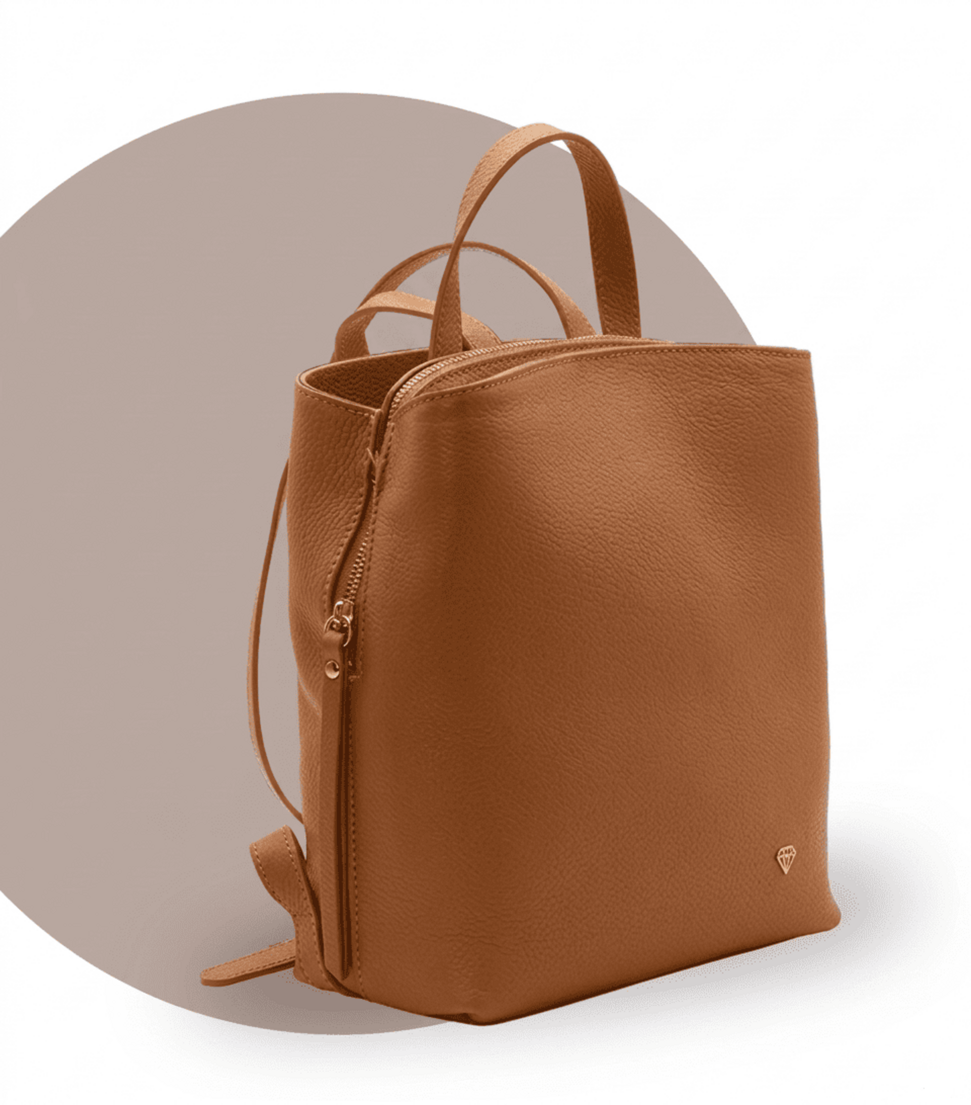 BORSA A ZAINO 3 SCOMPARTI  IN  PELLE CARAMELLO Caleidos PELLE