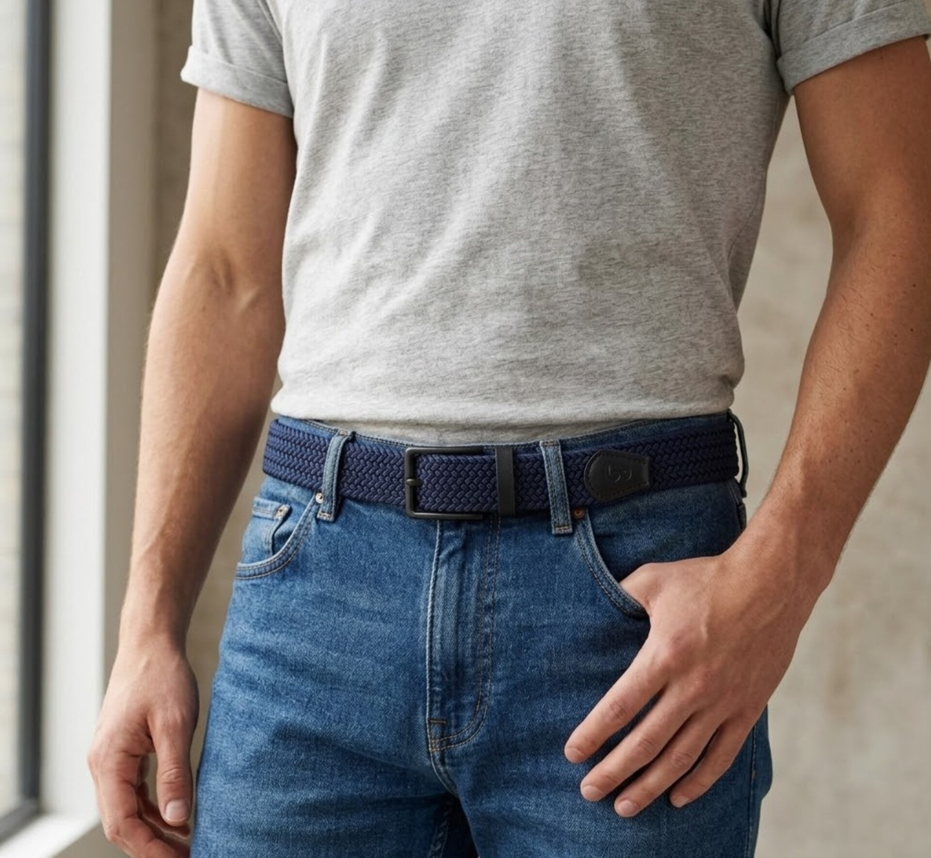 CINTURA  UOMO NASTRO ELASTICO INTRECCIATO BLU BYCS09BX By Byblos LINEA NOMAD
