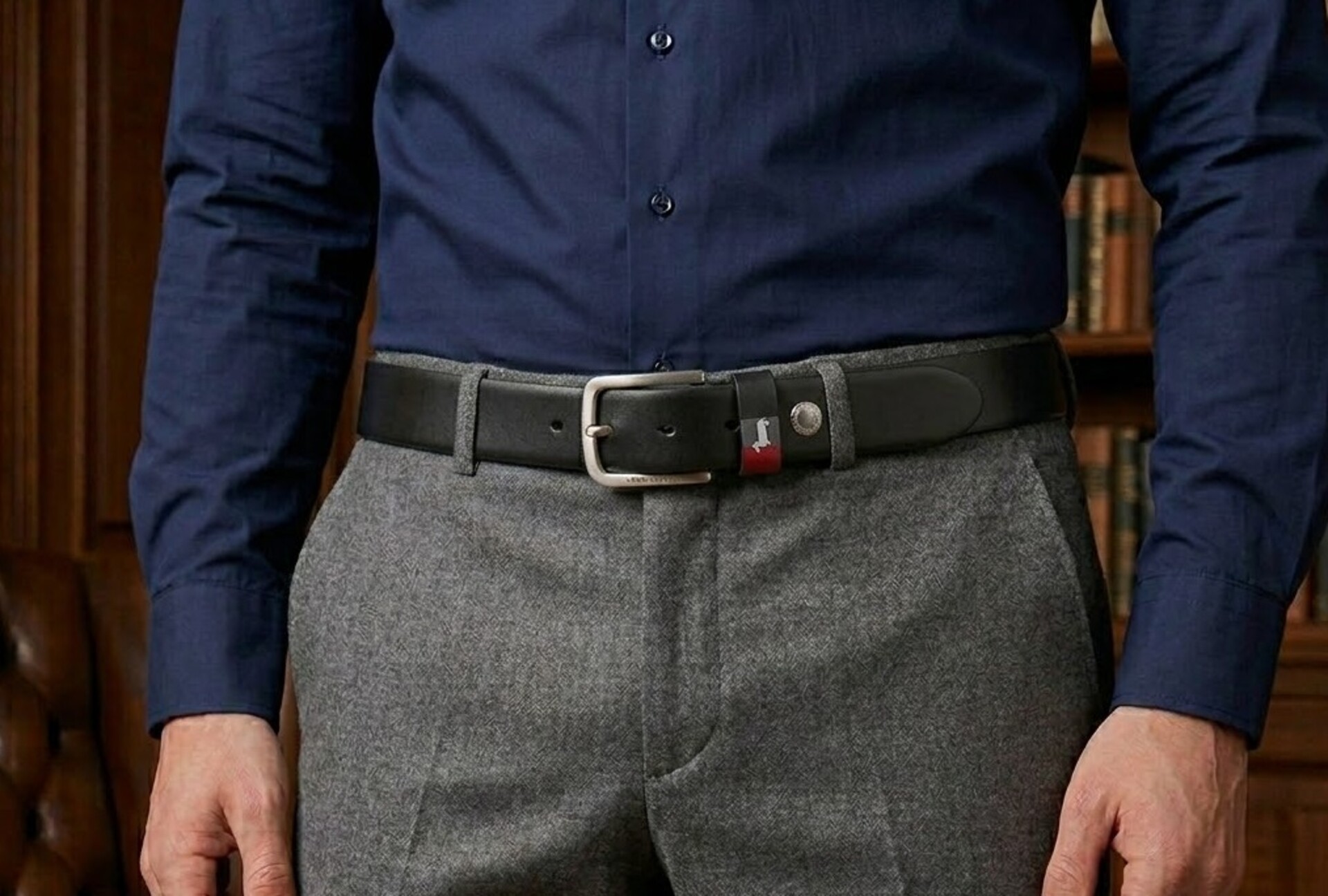 Cintura in pelle Nera   cm 3.5 accorciabile Harmont & Blaine Linea Man  Belts