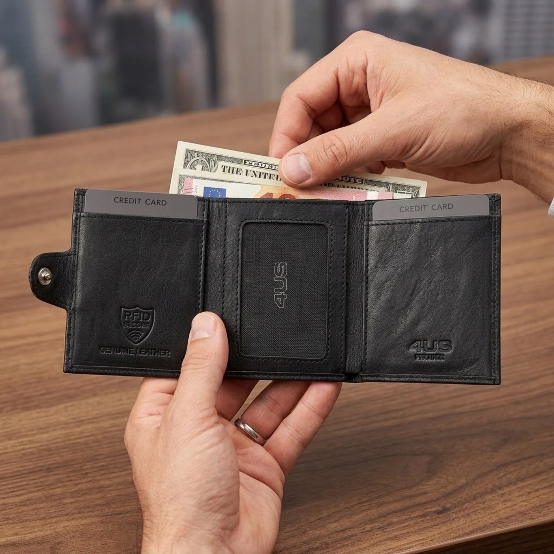 Porta Carte Credito pelle  RFID Uomo nero CESARE  PACIOTTI 4SU MW9