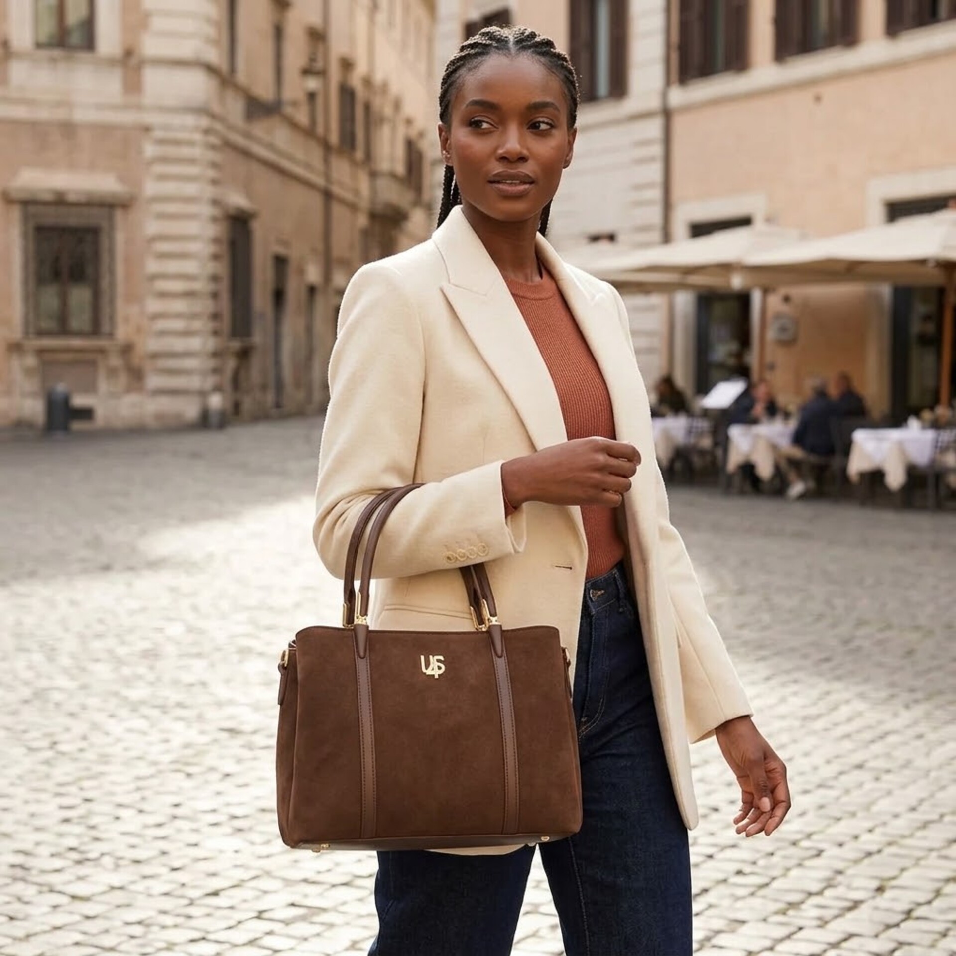 BORSA  A MANO CON TRACOLLA  BROWN SUEDE 4US CESARE PACIOTTI 4US JUDY