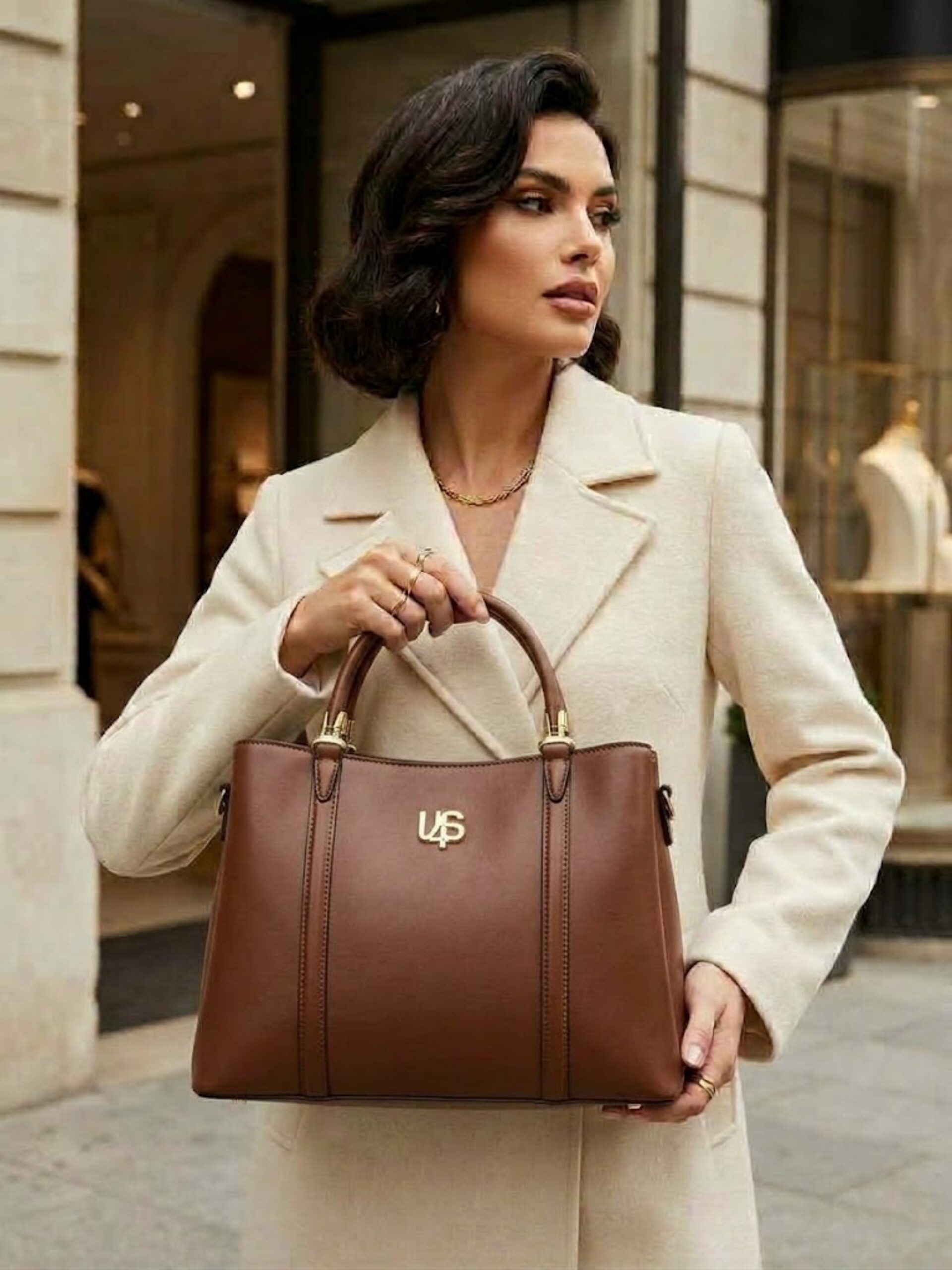 BORSA  A MANO CON TRACOLLA  BROWN 4US CESARE PACIOTTI 4US JUDY