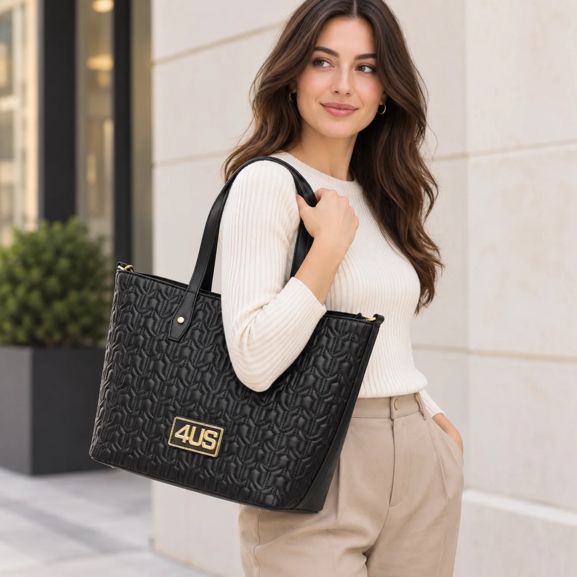 BORSA SHOPPER NERA 4US CESARE PACIOTTI 4US VIOLET