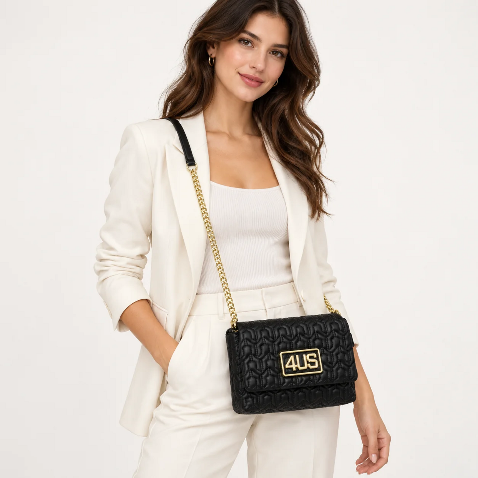 BORSA A TRACOLLA CON CATENA NERA 4US CESARE PACIOTTI 4US MABEL