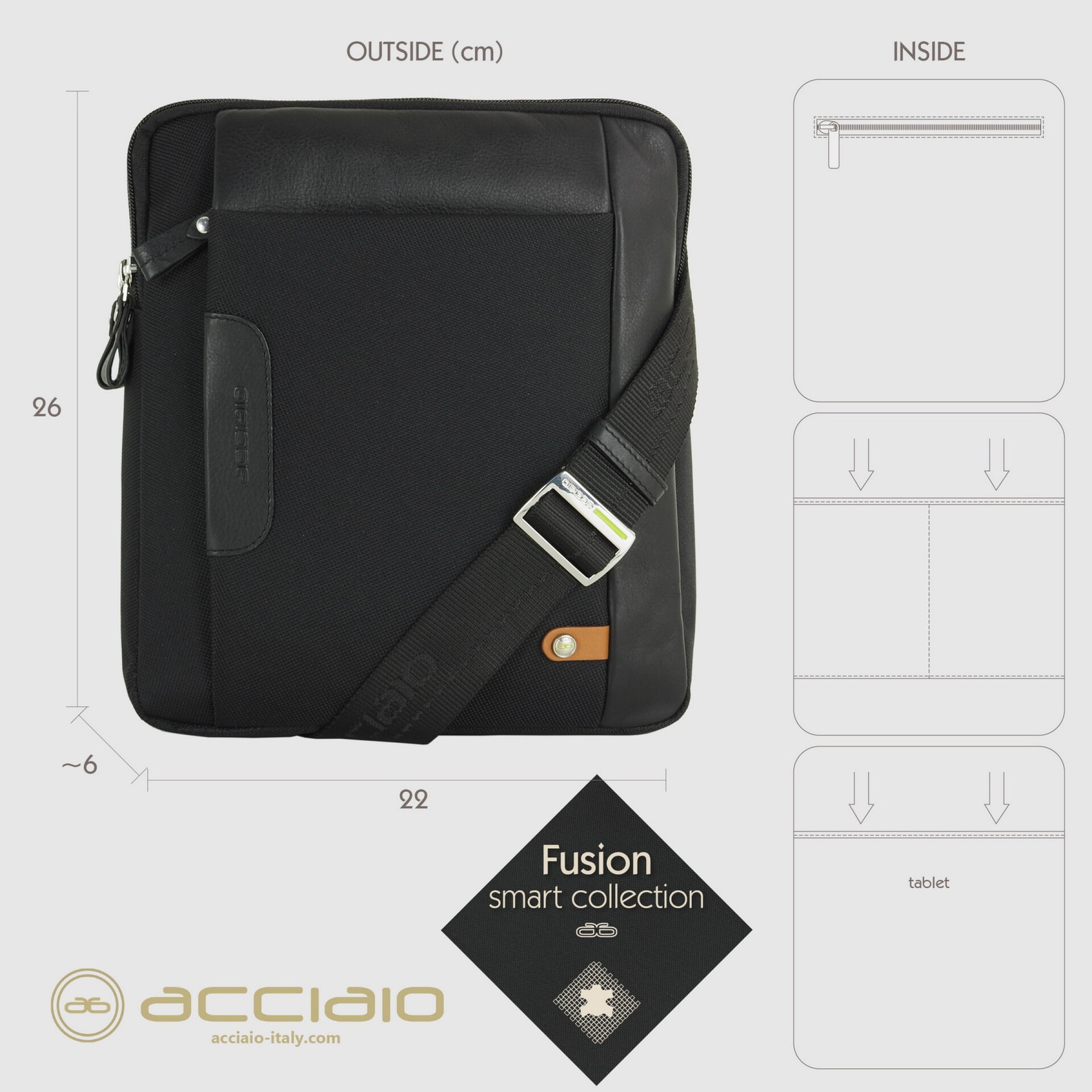BORSELLO TESSUTO PELLE Linea Acciaio   8904 MAESTRI PELLETTIERI Linea Fusion