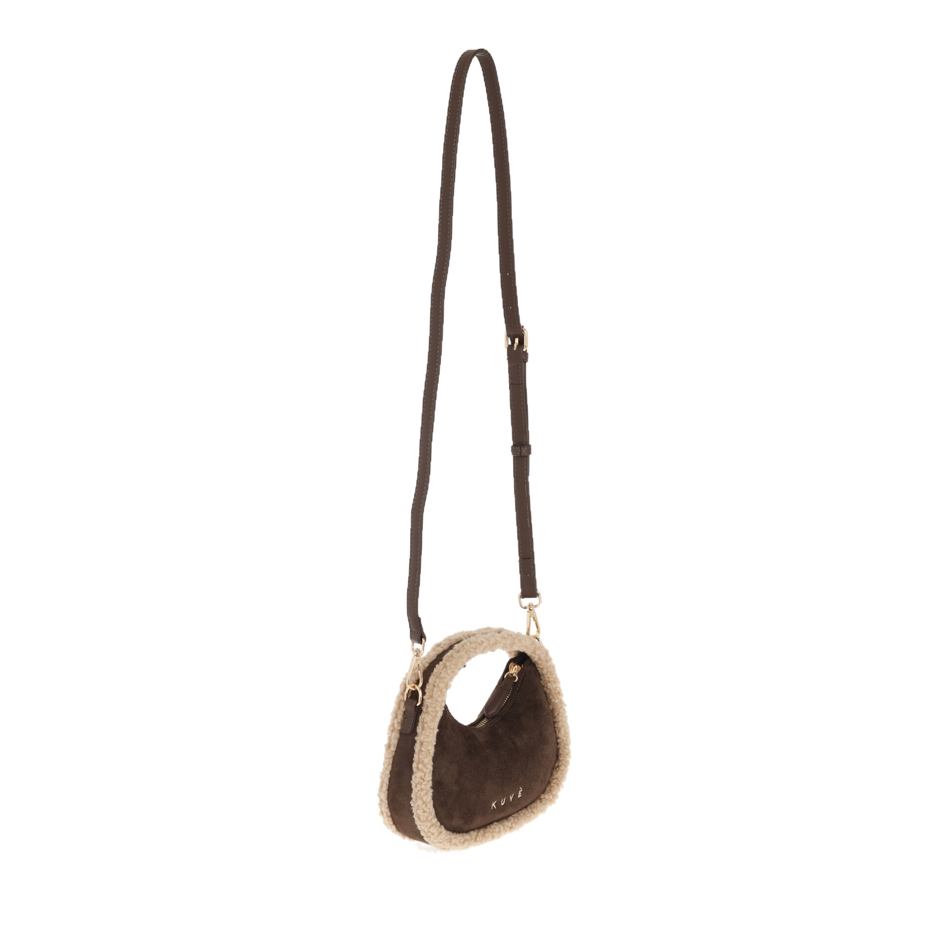 BORSA  A TRACOLLA  SMALL   CIOCCOLATO KUVE LINEA NEVEA SHEARLING