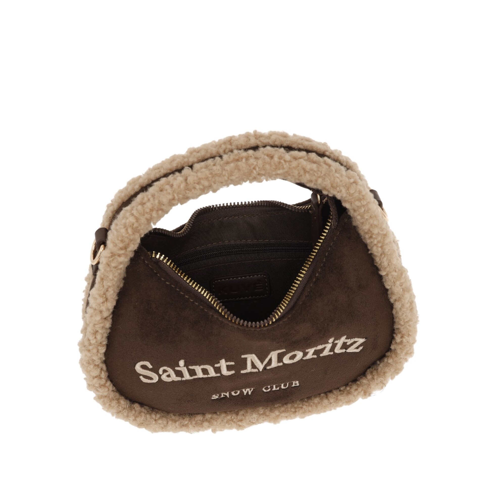 BORSA  A TRACOLLA  SMALL   CIOCCOLATO KUVE LINEA NEVEA SHEARLING