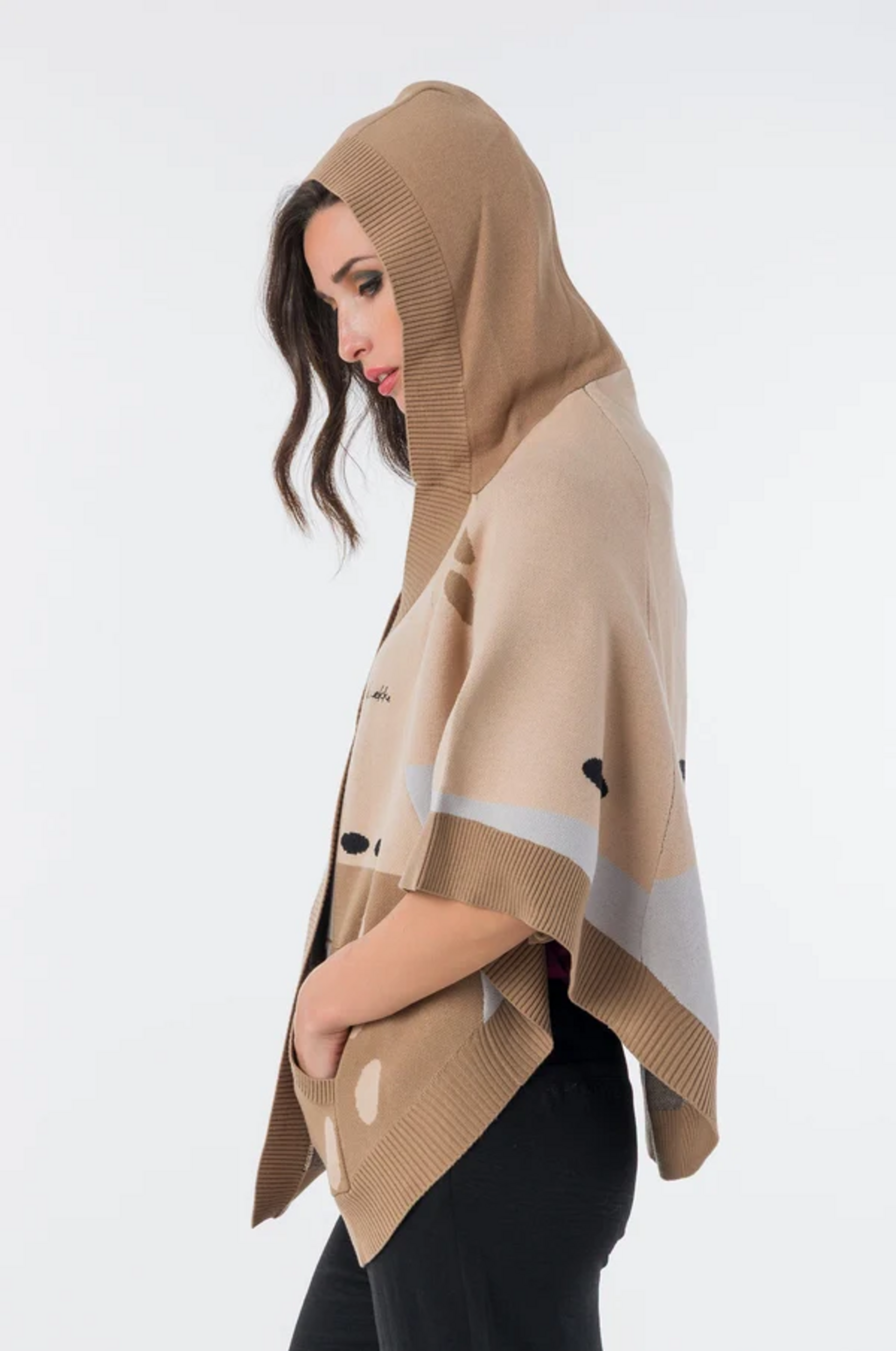 Poncho Donna con cappuccio stampato ANEKKE Linea VOYAGE